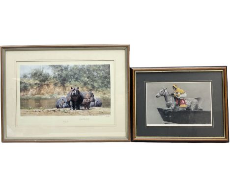David Shepherd (British 1931-2017): 'Hot-Potami', limited edition colour print signed in pencil blindstamped and numbered 476