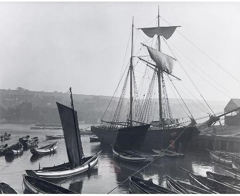 After Frank Meadow Sutcliffe (British 1853-1941): Cobles and Fishing Vessels Dock End Whitby, one off black and white hand-fi