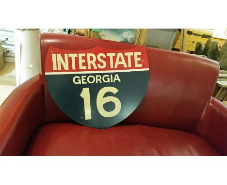 Repro wooden American Interstate (Georgia) sign, approx 60cm wide, 49 cm high *this item will have VAT added to the hammer pr