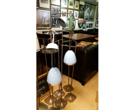 Pair of ceiling pendant lights in form of retro Vespa lights, measuring approx 19cm high, 17cm diam *this item will have VAT 