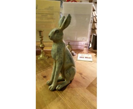Small grey (resin) rabbit figure c 27cm *This lot will have VAT added to the hammer price