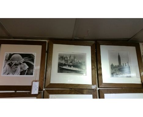 Group of three (3) black and white photo prints of New York street scenes, each framed &amp; glazed in wooden frames.*This lo