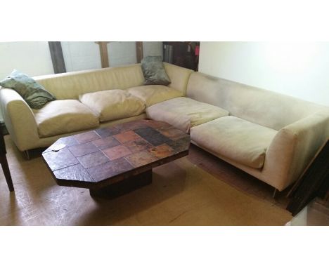 Designed in 1999 for Cappellini (Italy) by Jasper Morrison - Elan L shaped sofa system. Suede facing covers, feather filled c