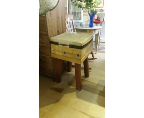 Butchers Block - vintage wooden butchers block, ideal proportions for todays kitchen: 80cm high c.49cm square