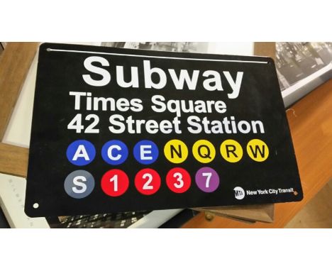 Repro metal American New York subway sign, Times Square, 43 x 28 cm *this item will have VAT added to the hammer price