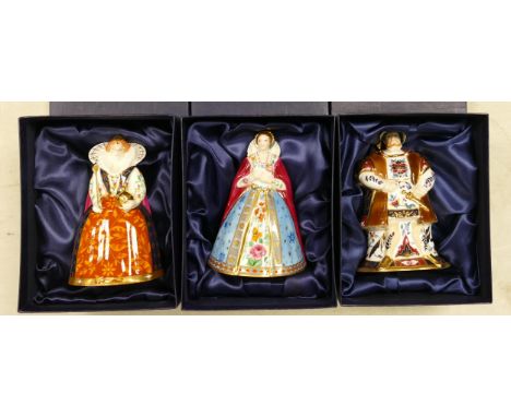 Boxed Royal Worcester Candle Snuffers: Anne Boleyn, Elizabeth 1 &amp; Henry VIII(3) 