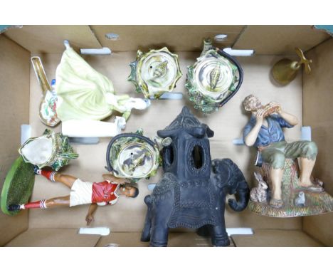 A mixed collection of items to include: Seconds Royal Doulton Figure Dreamweaver, Damaged similar item, Resin Figure of Eleph