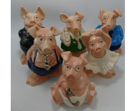 Sunshine Ceramic Silver Anniversary Limited Edition NatWest Style Pigs: with silvered highlights(6) 
