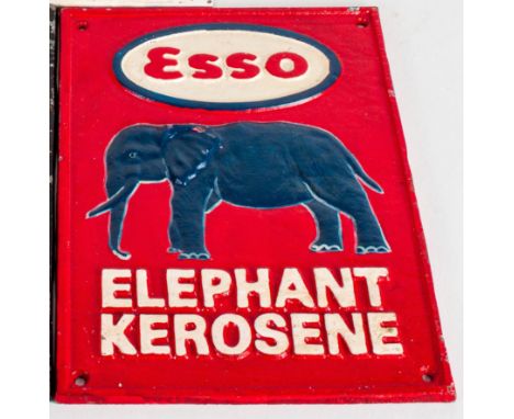 Vintage Esso 'Elephant Kerosene' Cast Iron Sign. 
