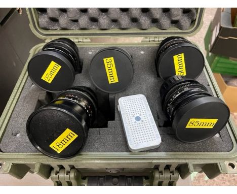 Arriflex camera lenses x 5: in Pelican branded case.