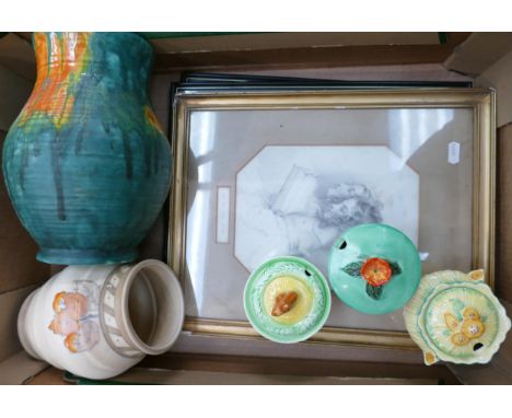 A mixed collection of items to include: Crown Deucal &amp; Similar Novelty Condiment Pots, Vaes &amp; 19th Century French cla