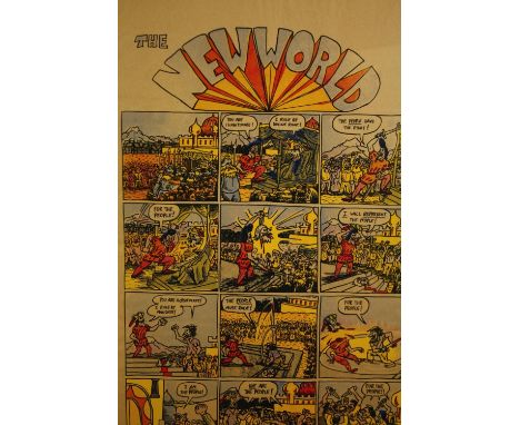 The New World, framed and glazed vintage comic strip, signed and inscribed. H.63 W.47cm. 