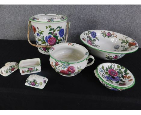 A Victorian hand painted toilet set, Copeland Spode for Thomas Goode. H.27 Dia.29cm. 