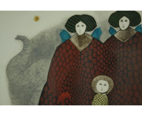 Leticia Tarrago (B.1940), a limited edition etching with aquatint, signed, titled and numbered, framed and glazed. H.57 W.62c