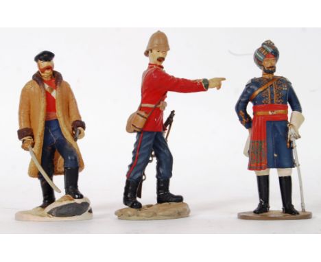 A collection of 3x Charles Stadden Buckingham Pewter made diecast model soldiers. 3rd Skinners Horse, 24th Foot, and 44th Foo