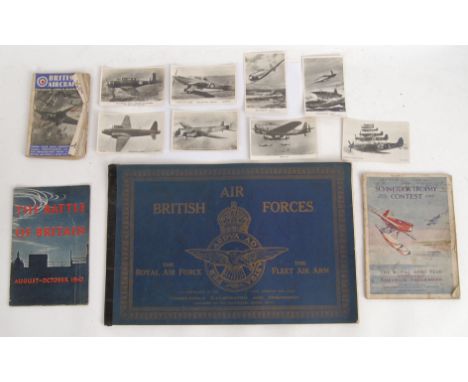 A collection of Second World War WWII Ephemera of postcards of aircraft, Battle Of Britain magazines &amp; British Air Forces