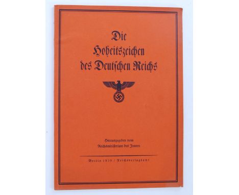 A rare original 1939 WWII Second World War issued Nazi Germany / Third Reich State Emblem manual / book. The book filled with