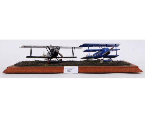 A set of 2x 20th century diorama models of German planes. 37x21.&nbsp;&nbsp;POSTAGE: Worldwide postage / delivery available o
