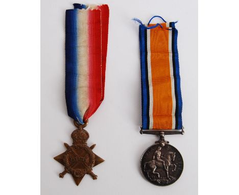 An original WWI First World War medal pair to a 2461 Sjt WF Nash, Gloucester Yeomanry. 14-15 Star and War medal.  POSTAGE: Wo