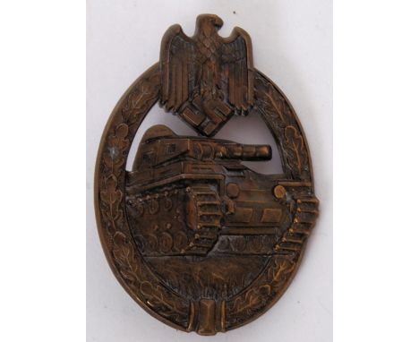 An original Second World War WWII Nazi Third Reich Panzer Tank badge. Marked DH to reverse.  POSTAGE: Worldwide postage / del