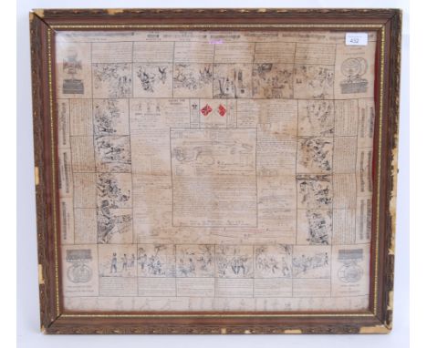 A late 19th / early 20th century Victorian framed and glazed silk scarf / handkerchief. Depicting various early military scen