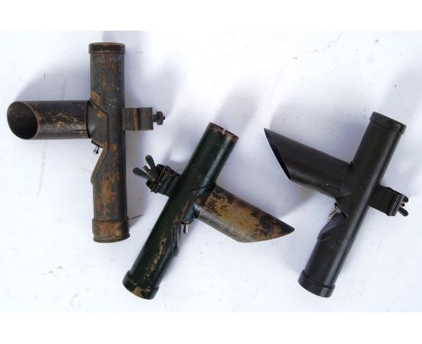 A collection of three WWII era Light Aiming Posts M14 military accessories. Each of angular form, with mirrors to interiors. 