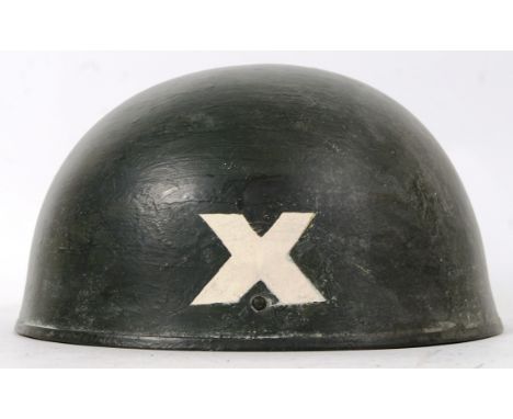 An original WWII second world war era Paratroopers uniform helmet. 'X' to one side. Complete with liner and strap.  POSTAGE: 