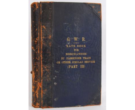 An original vintage Bradford On Avon station GWR Great Western Railway Rate Book For Merchandise (Pt III). Handwritten log bo