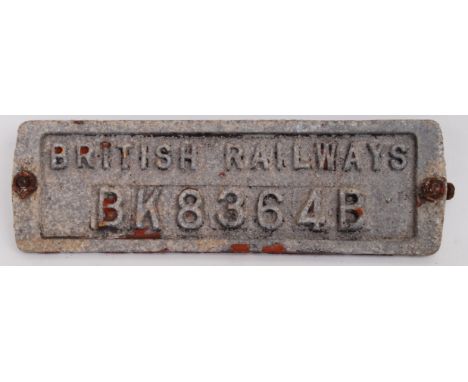 An original vintage 20th century British Railways sign. Marked BK8364B. Approx 26cm long.&nbsp;&nbsp;POSTAGE: Worldwide posta