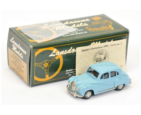 Lansdowne LDM9 1953 Austin Somerset - light blue body, dark blue interior - Mint (sign is in a clear plastic bag), in Excelle