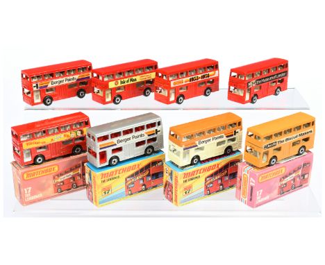 Matchbox Superfast group of 17b Daimler Fleetline buses - Including (1) two tone cream &amp; light brown body with "Berger Pa