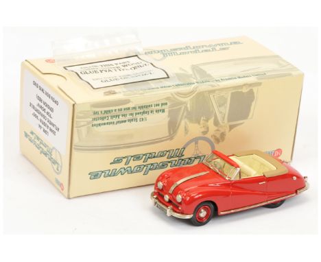 Lansdowne LDM44 1948 Austin A90 Atlantic Convertible Top-down - red, cream interior, light brown tonneau - Mint (signs are in