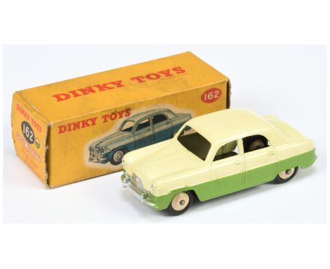 Dinky No.162 Ford Zephyr Saloon - light cream over apple green, cream ridged hubs - Excellent Plus in Good box with correct c