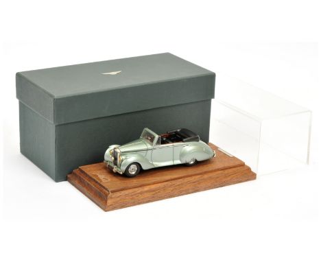 Crewe Model Cars Bentley - Light metallic sage green body, black interior - Mint in Mint glass box, green card box &amp; wood