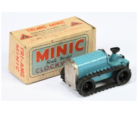 New Zealand Triang Minic Tractor, blue, within Fair Plus to Good box there is some ink notation, untested but key is present,