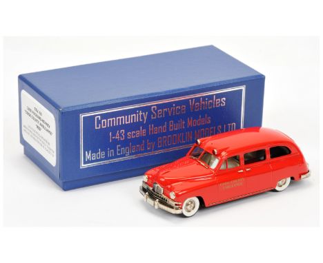 Brooklin CSV.08 1950 Packard Henney Cook County Ambulance - red body, light grey interior, gold lettering to doors - Mint in 