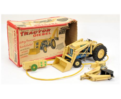 Cragstan (USA) Ford 4000 Diesel Industrial Tractor, made in Japan, tinplate battery operated model, cream and blue with tinpr