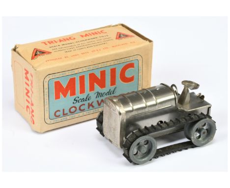 New Zealand Triang Minic Tractor, bare metal, within Fair Plus to Good box has some tears , untested but key is present, Good