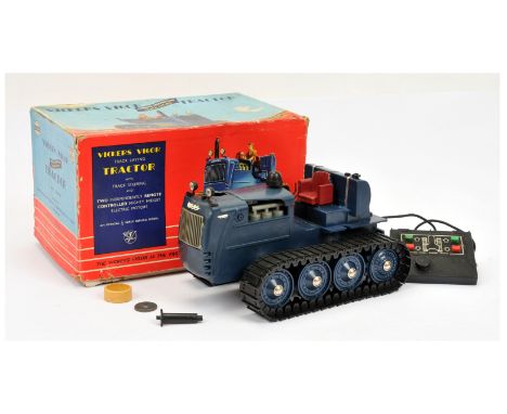 Victory Models Vickers Vigor Tractor, blue, black tracks, remote control cable &amp; control unit still attached, battery ope