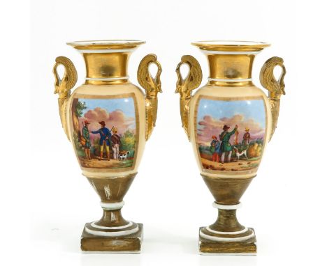 Depicting hunting scenes, 28 cm. tall.