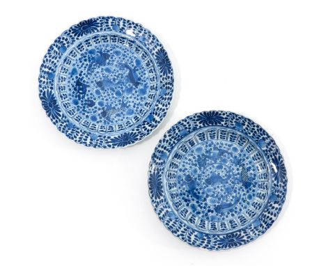 Depicting flowers and sea creatures, Kangxi mark, 20 cm. in diameter, chip.