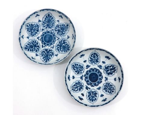Floral decor, marked with double ring and sacred fungus, Kangxi Period, 22 cm. in diameter, chip and hairline.