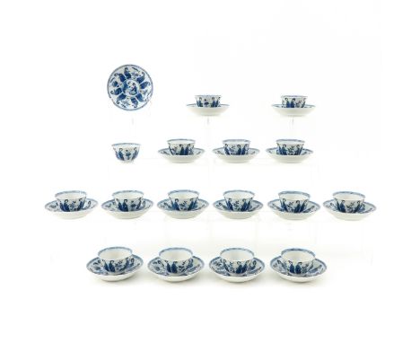 Decorated with ladies in garden, marked with ring in rabbit, saucers are 12 cm. in diameter. 