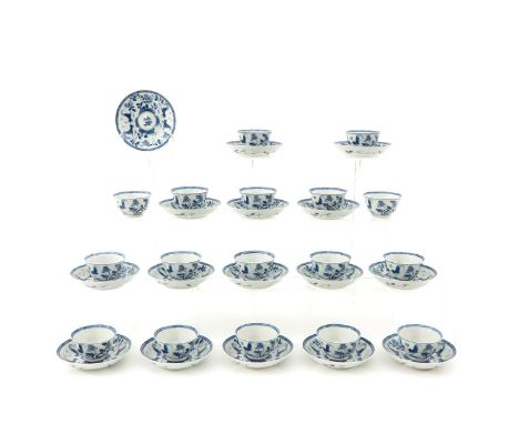 Including 17 cups and 16 saucers, decorated with roosters in garden, saucers are 12 cm. in diameter. 