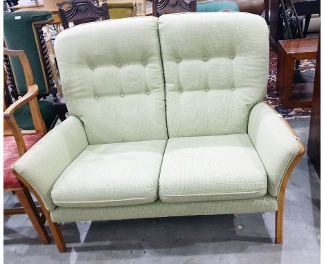 S Rouse & Co two-seater sofa in green upholstery 