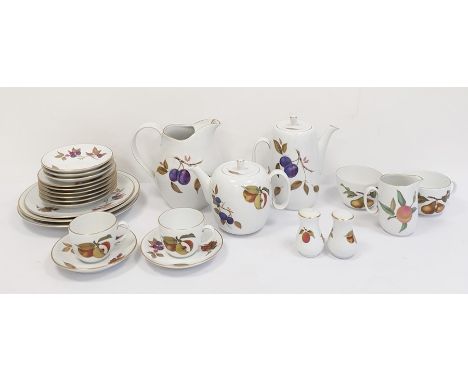 Royal Worcester Evesham pattern&nbsp;part tea and coffee service, a large water jug, teapot, coffee pot, dinner plates, side 