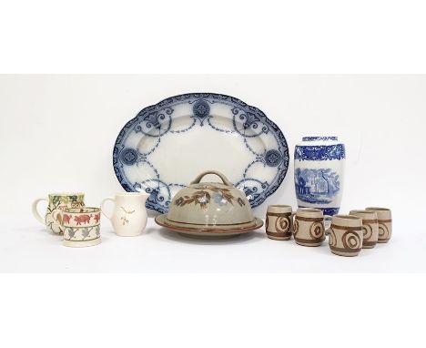 Collection of mixed ceramics and pottery to include a blue and white underglazed pottery vase, a large blue and white pottery