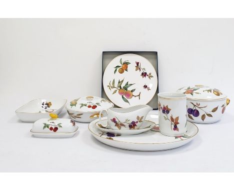 Royal Worcester porcelain oven-to-tableware Evesham pattern&nbsp;to includetureens and covers, porcelain stand for cake or ch