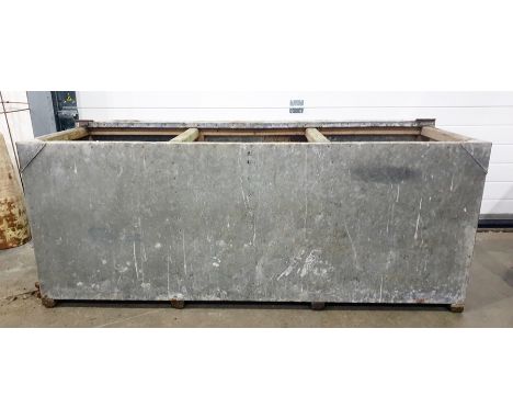Large galvanised trough converted to a planter, 153cm x 54cm x 61cm 