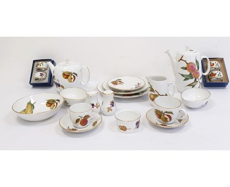 Collection of Royal Worcester Evesham pattern dinnerware to include dinner plates, soup plates, side plates, tea and coffee s